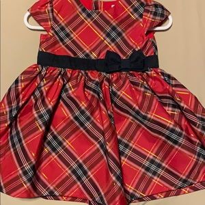 Red Black and gold Plaid dress